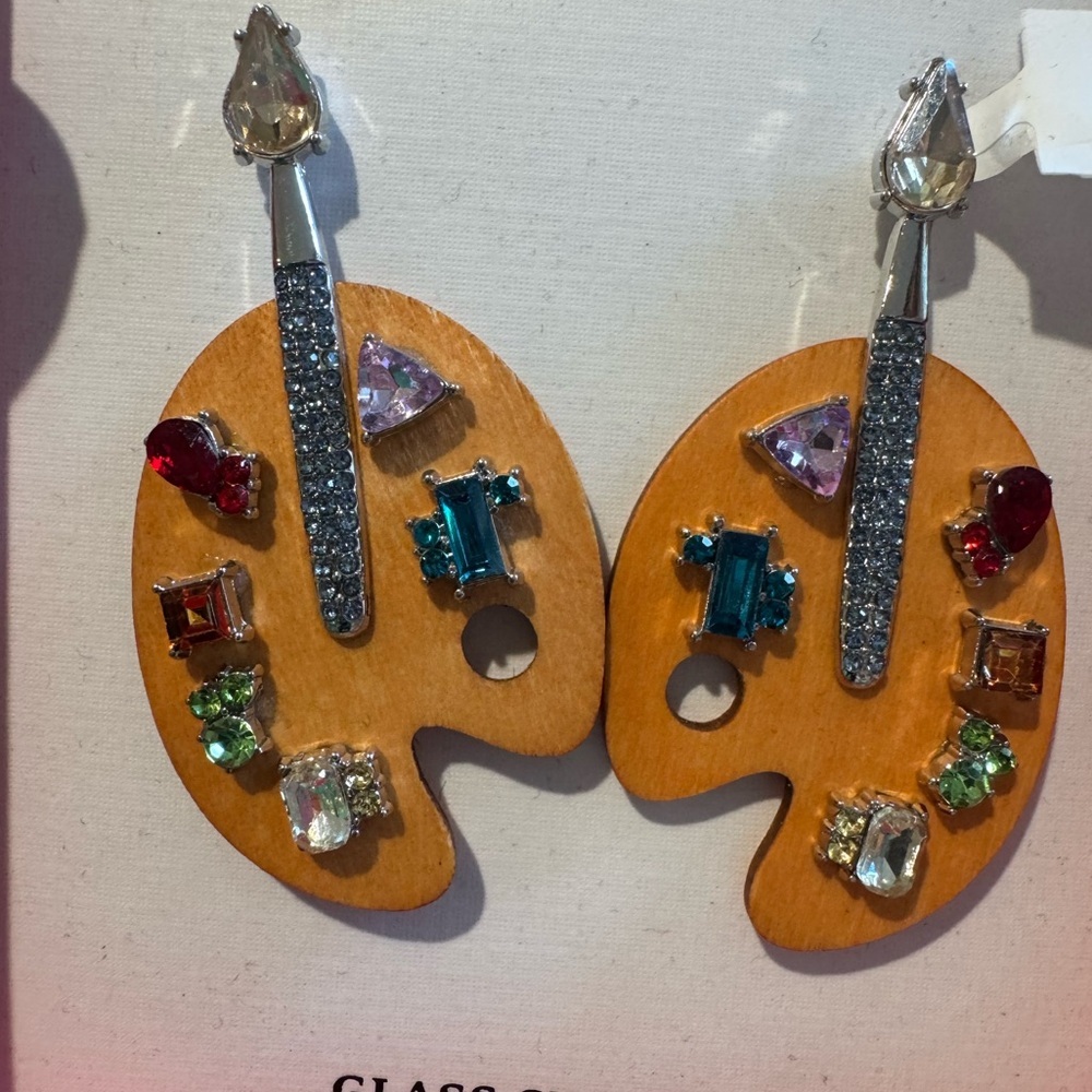 Piper-K Colorful Artists Palette Earrings-FUN Glass stones,lead safe,nickelfree - Picture 5 of 5
